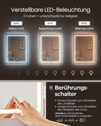 Schminktisch mit LED-Beleuchtung und Spiegel mit Hocker und Schubladen verstellbare Ablagen und offene Fächer RDT125W01