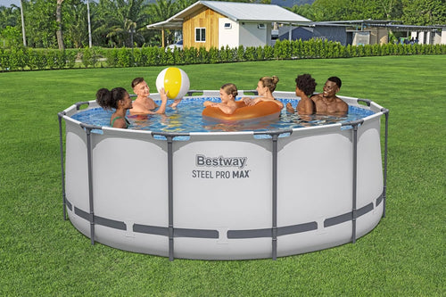 Aufstellpool Steel Pro MAX rund 366 x 122 cm 10250 Liter mit Filterpumpe Sicherheitsleiter und Abdeckplane Modell 56420