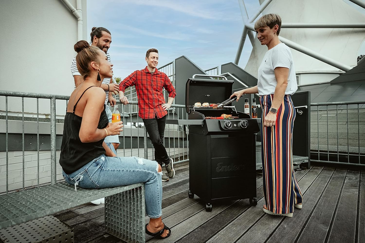 Elektrogrill eCRAVE 2 97116 2 Heizelemente 1300W 2-Zonen Grill Gussrost Grillwagen mit Stauraum Thermometer