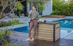 Auflagenbox 870 Liter Gartenbox Kunststoff wasserdicht mit Belüftung und Gasdruckfedern 147x83x86 cm Holzoptik