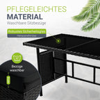 Gartenlounge Set Polyrattan Ecksofa Esstisch 2 Hocker Kissen 5-teilig wetterfest 7 Personen Schwarz Grau