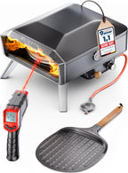 Outdoor Gas Pizzaofen NeroSpin 12 Zoll 6,2 kW 450 °C mit Pizzastein Drehteller Pizzaschaufel Thermometer und Tragetasche