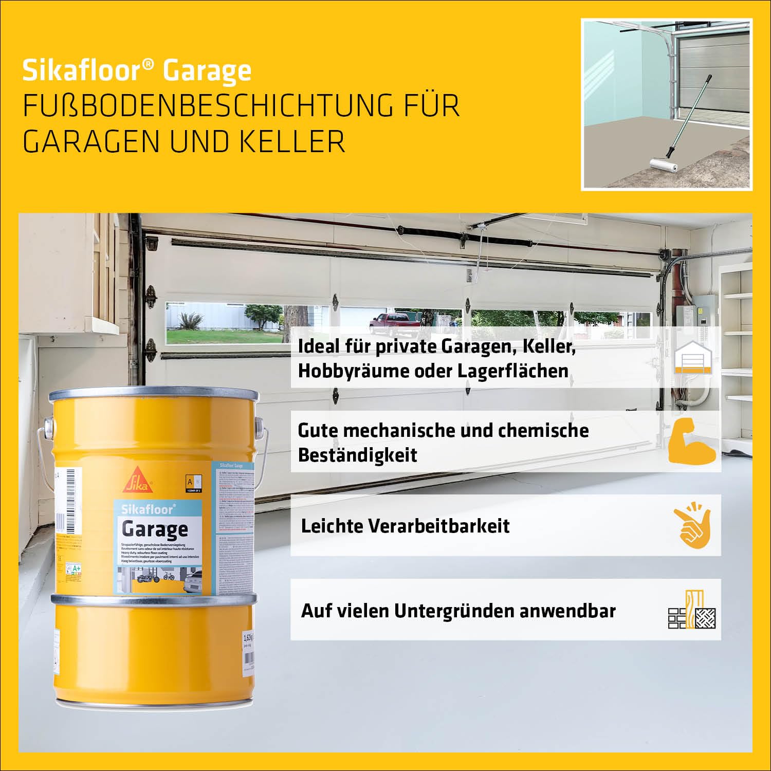 Epoxidharz Bodenbeschichtung Garage RAL7032 Kieselgrau 6 kg für Garagen Keller und Innenräume