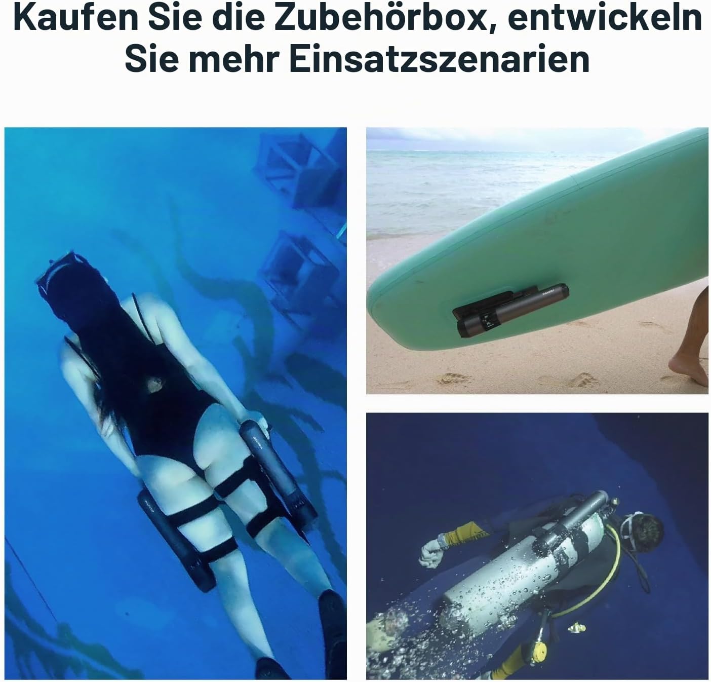 Unterwasser-Scooter mit Daumensteuerung kompakt tragbar für Tauchen Schnorcheln SUP Board Subnado Grau Rot