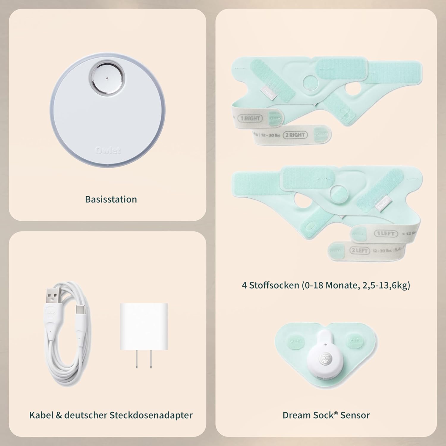 Baby Schlafsensor mit App Überwachung 0–18 Monate Smart Baby Monitor System Schlaftracking Benachrichtigungen Bedtime Blue
