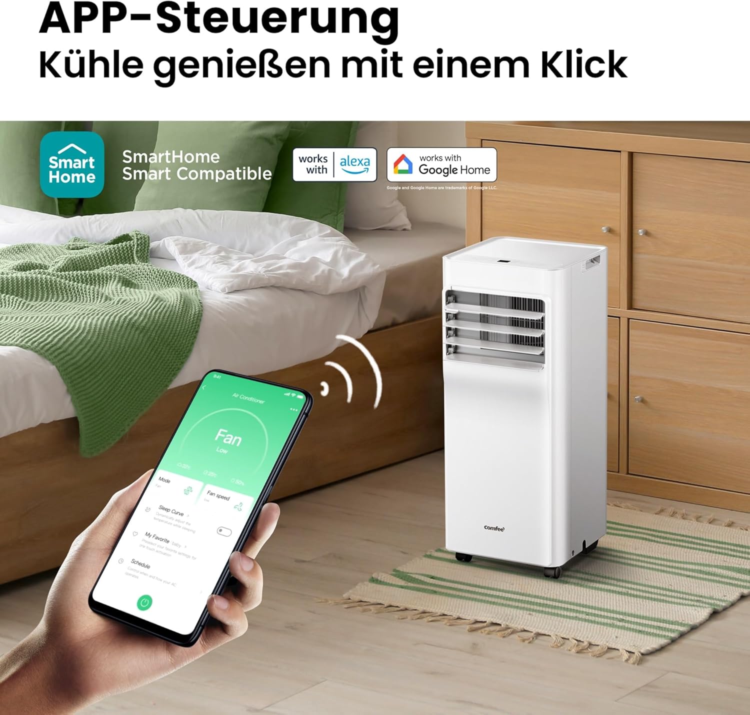 Mobile Klimaanlage Breezy Cool Pro 2.6 9000 BTU 2,6 kW Kühlen Ventilieren Entfeuchten App 33㎡