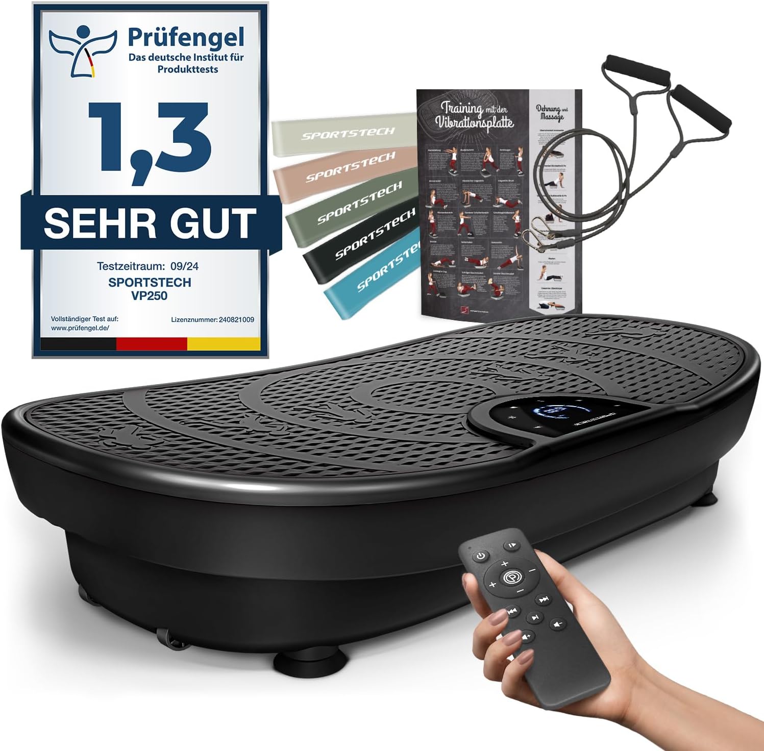 Vibrationsplatte für Ganzkörpertraining VP250 200W 180 Intensitätsstufen Bluetooth 8 Programme