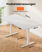 Elektrischer Höhenverstellbarer Schreibtisch EGESD88W 160x80 cm Memory Funktion 72-118 cm Stehschreibtisch Kabelmanagement