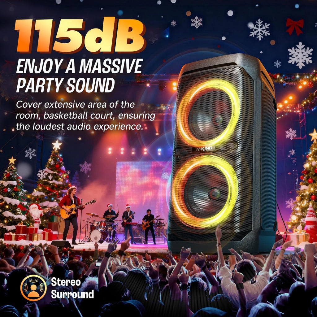 Bluetooth Lautsprecher 240W Max T11 IPX6 115dB Subwoofer RGB Licht Mikrofon Gitarren Eingang für Party