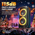Bluetooth Lautsprecher 240W Max T11 IPX6 115dB Subwoofer RGB Licht Mikrofon Gitarren Eingang für Party