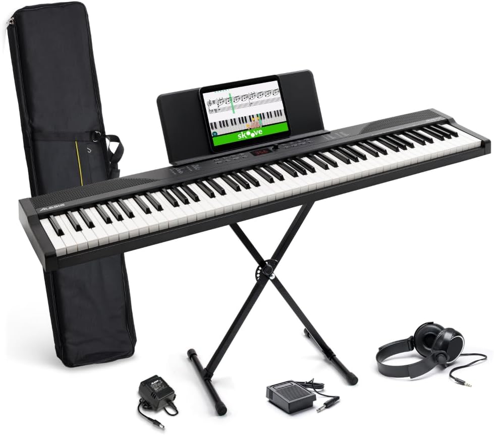 Digitalpiano 88 Tasten RECITALPLAY mit 480 Sounds USB MIDI Ständer Pedal Kopfhörer und Tasche