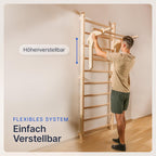 Sprossenwand mit Klimmzugstange Dip Erweiterung Holz Kletterwand Erwachsene Kinder bis 150kg