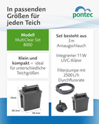Teichfilterset mit Filterpumpe und Durchlauffilter MultiClear Set 8000 1500 l/h für Garten- und Teichpflege