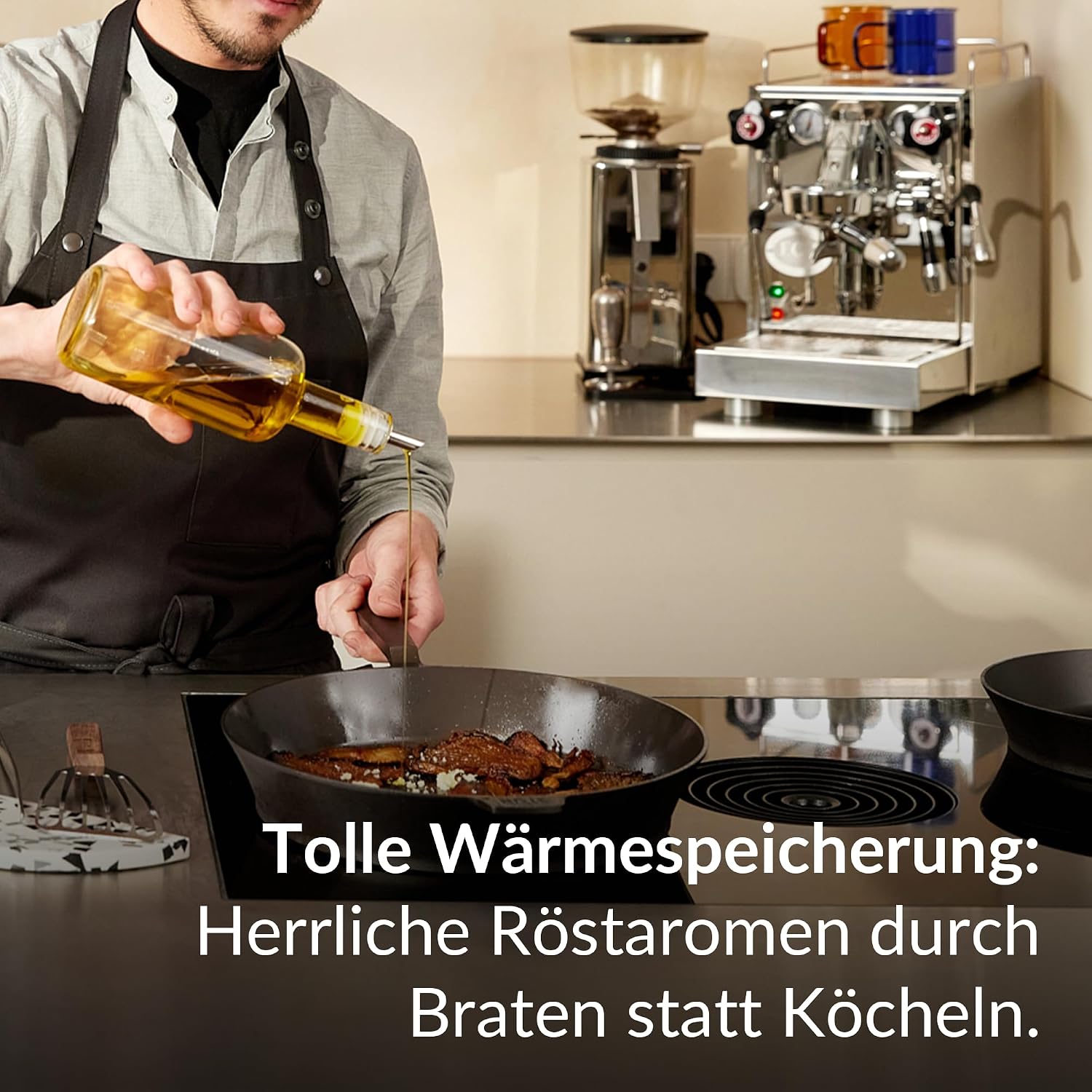 Gusseisenpfanne 28 cm voreingebrannt für Induktion und alle Herdarten backofengeeignet