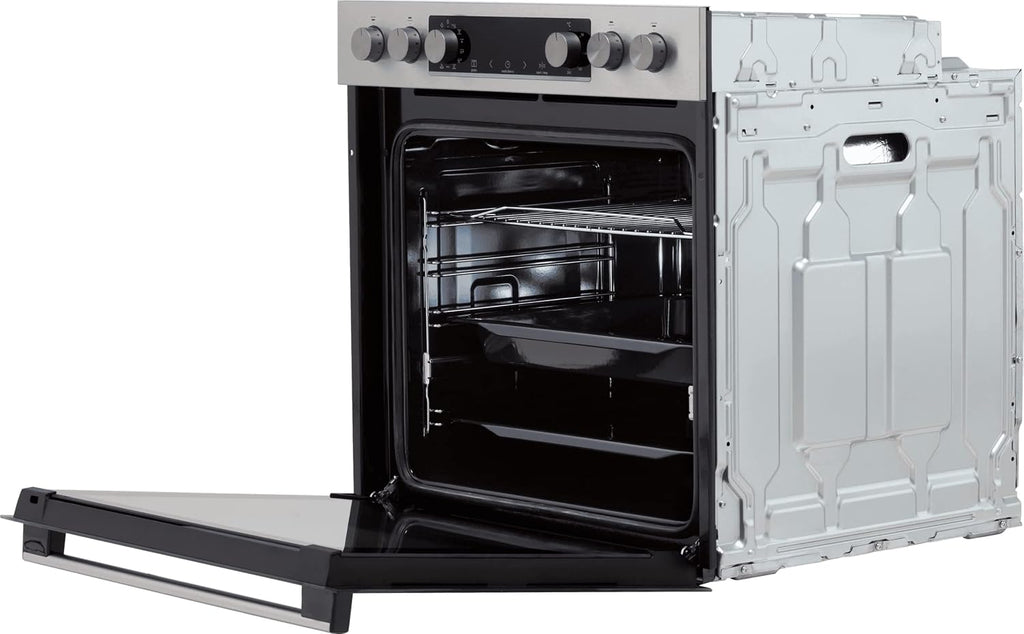 Einbauherd Set Heißluft Inox Set 4 77L Glaskeramik Kochfeld mit ExtraSteam AirFry PizzaMode PerfectGrill EcoClean