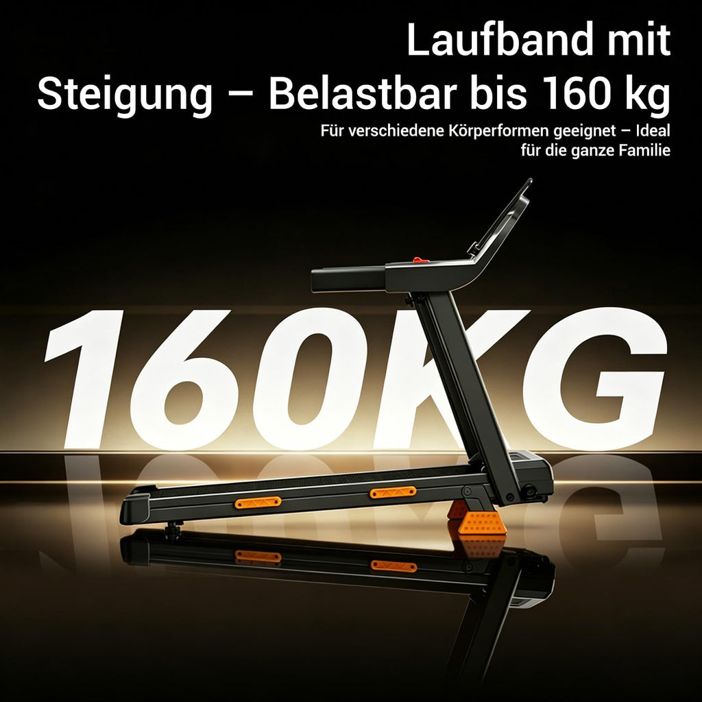 Laufband klappbar mit Steigung SF20 12 kmh 3 PS Motor 15 Prozent Neigung 136 kg Tragkraft LED Anzeige