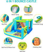Hüpfburg mit Gebläse Wasserspielcenter 360 x 340 x 218 cm PVC Schloss mit Rutsche Kletterwand und Basketballkorb