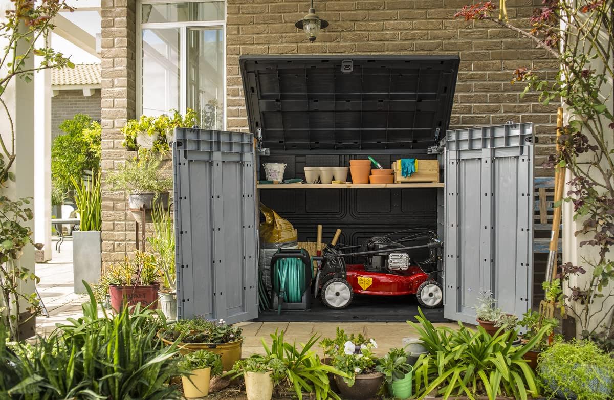 Mülltonnenbox Store It Out Pro 1200L 145.5x82x123cm wetterfest abschließbar Polypropylen für 2x 240L Mülltonnen