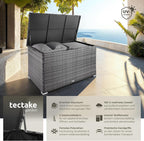 Garten Aufbewahrungsbox 404245 aus Polyrattan und Aluminium 750 L wetterfest UV-beständig 145 x 82,5 x 79,5 cm mit Gasdruckfedern