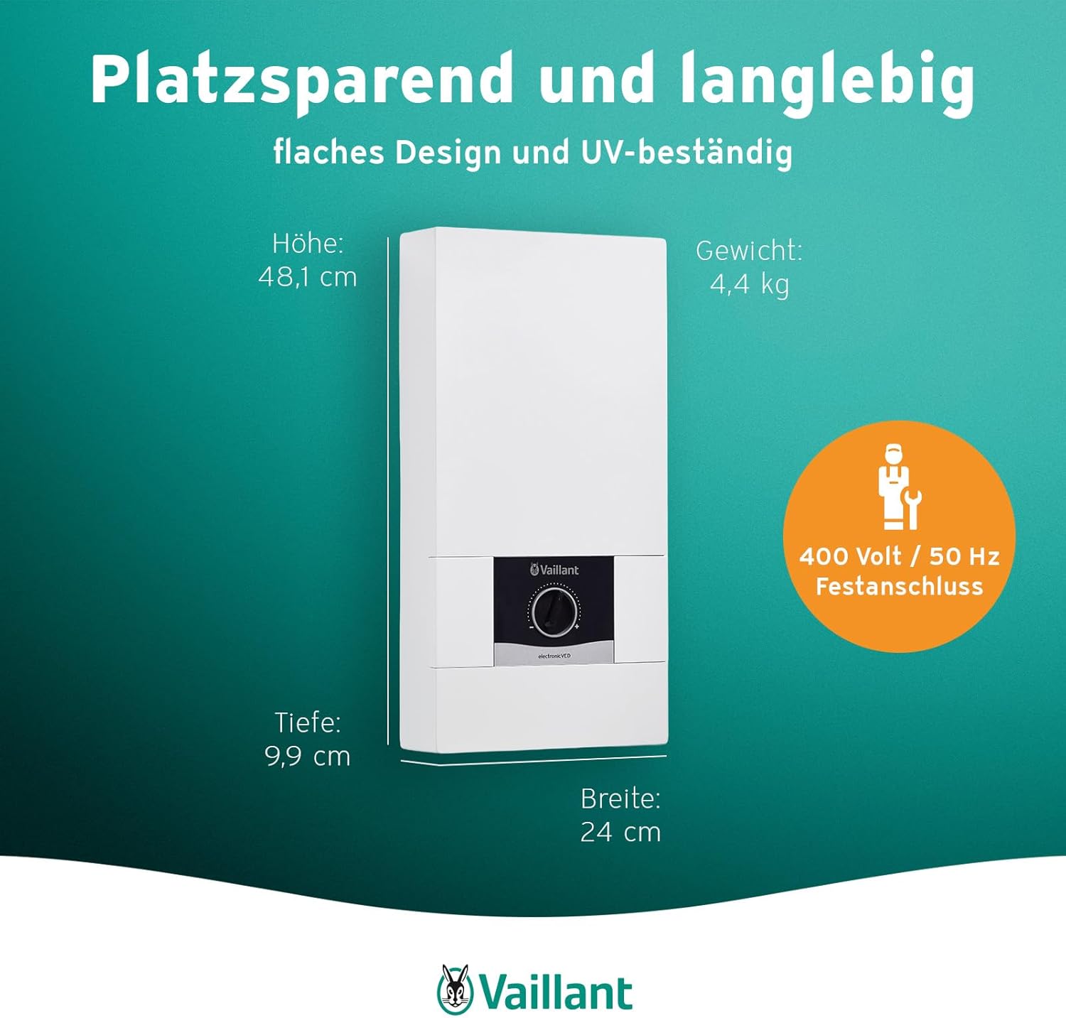 Elektrischer Durchlauferhitzer 21 kW 400 V 8 l/min digitale Temperaturregelung IP25 wandmontiert Modell 0010023778