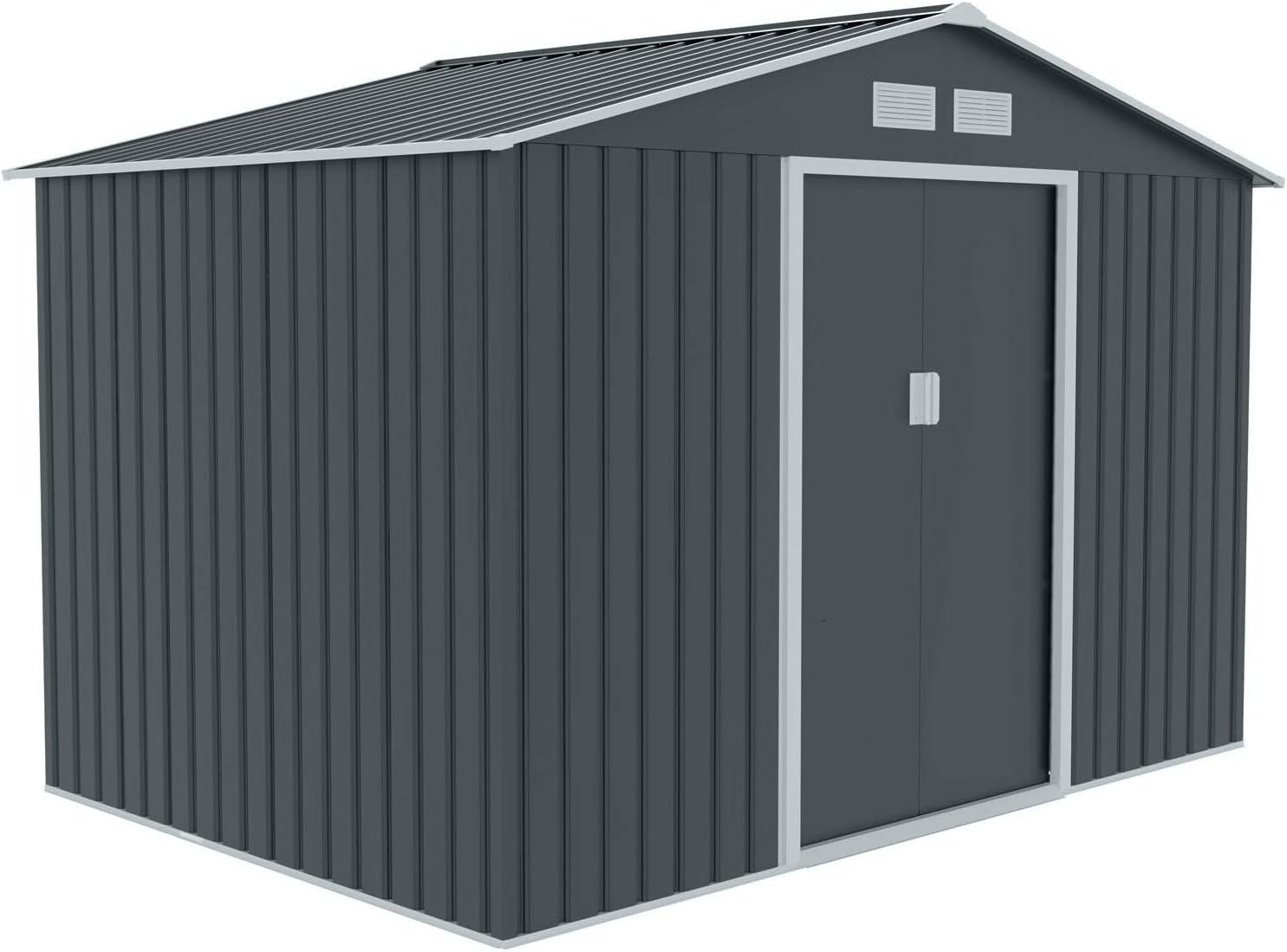Metall Gerätehaus S200 XXL 277x191x192 cm Gartenhaus Geräteschuppen Satteldach Anthrazit Outdoor