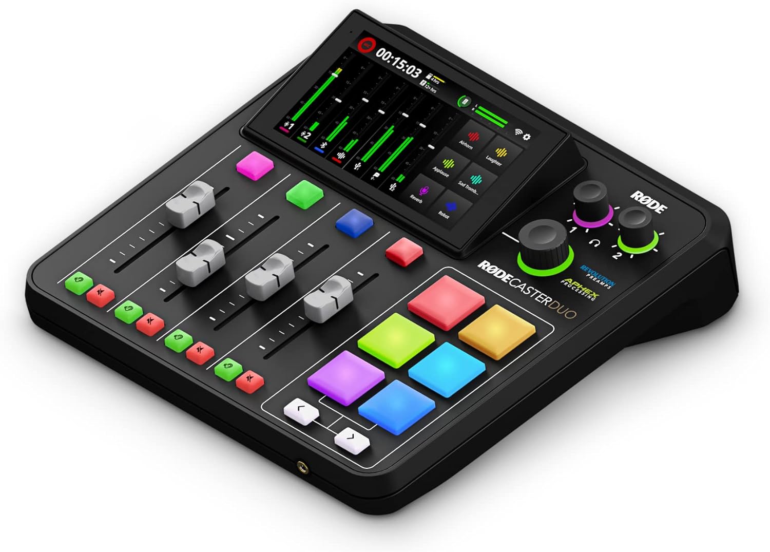 Audio Produktionssystem RØDECaster Duo RC Duo 4-Kanal Mixer mit USB-C Bluetooth Wi-Fi Dual USB und Touchscreen