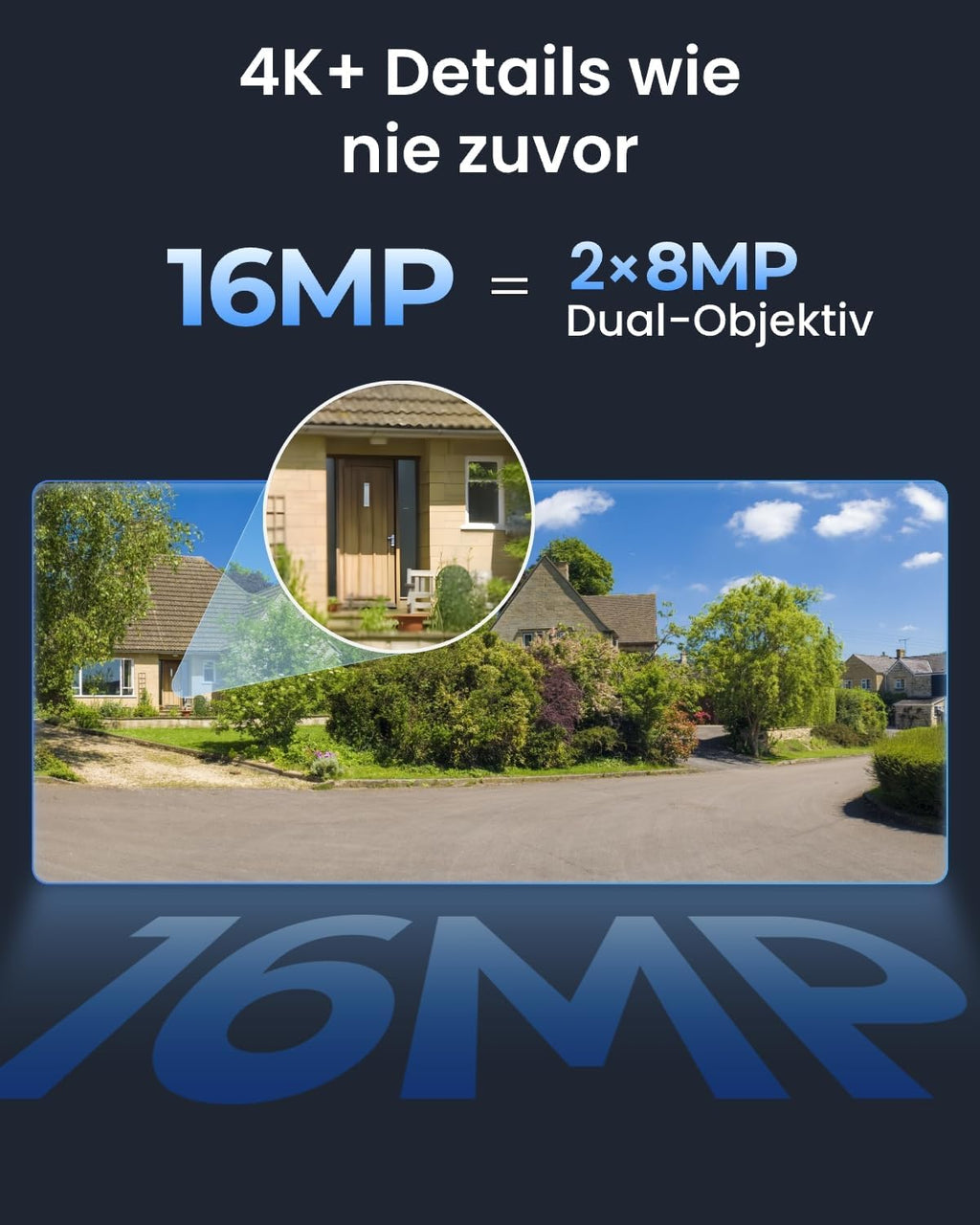 Überwachungskamera Duo 3 PoE 16MP Dual-Objektiv 180° Panorama Außenbereich Bewegungserkennung Personen Fahrzeug Tier 24/7 Aufnahme