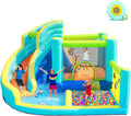 Hüpfburg mit Gebläse Wasserspielcenter 360 x 340 x 218 cm PVC Schloss mit Rutsche Kletterwand und Basketballkorb