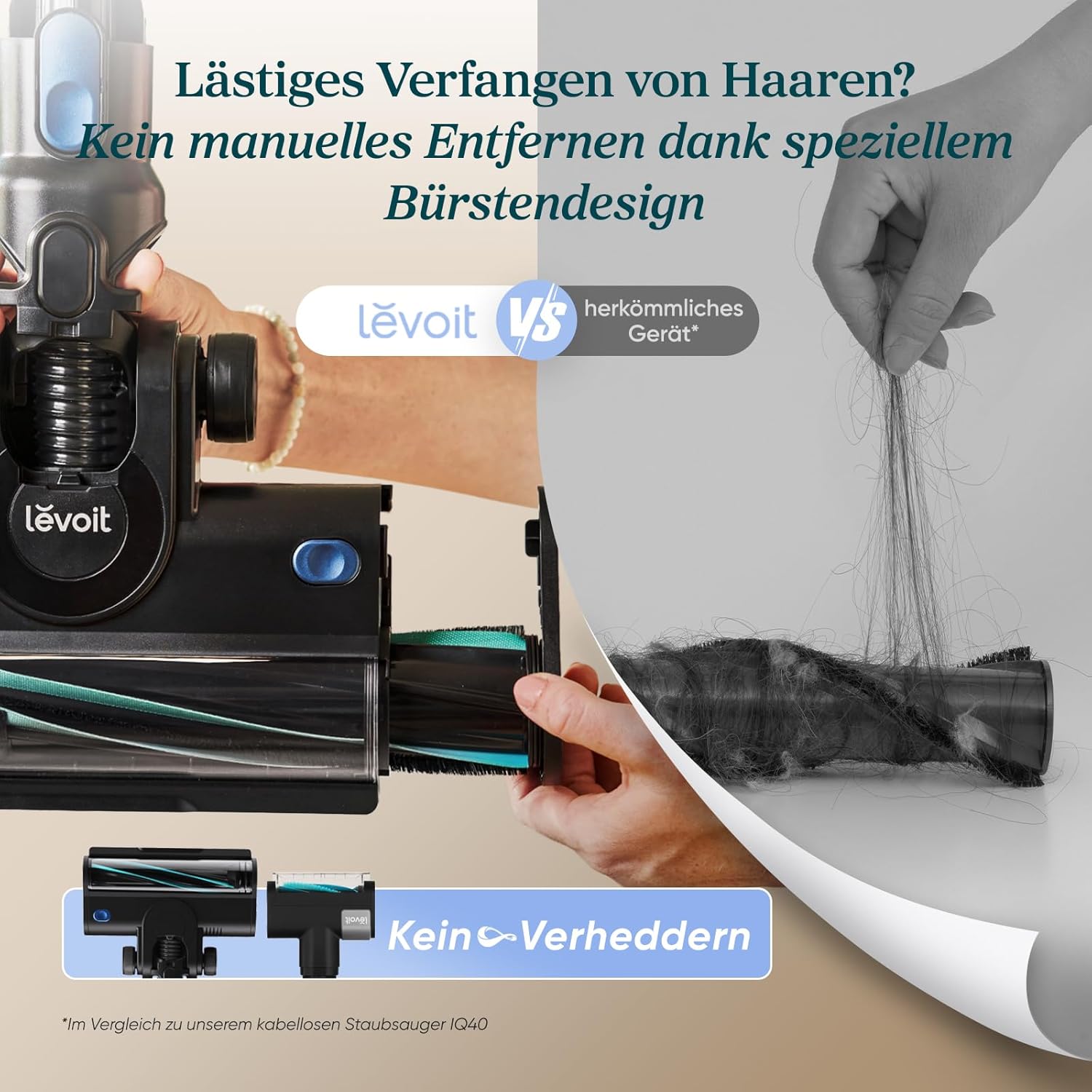 Akku-Staubsauger LVAC-300 PET mit Anti-Tangle Bürste 60 Min Laufzeit HEPA-Filtersystem Mini-Motorbürste selbststehend Blau