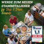 Outdoor Gas Pizzaofen NeroSpin 12 Zoll 6,2 kW 450 °C mit Pizzastein Drehteller Pizzaschaufel Thermometer und Tragetasche