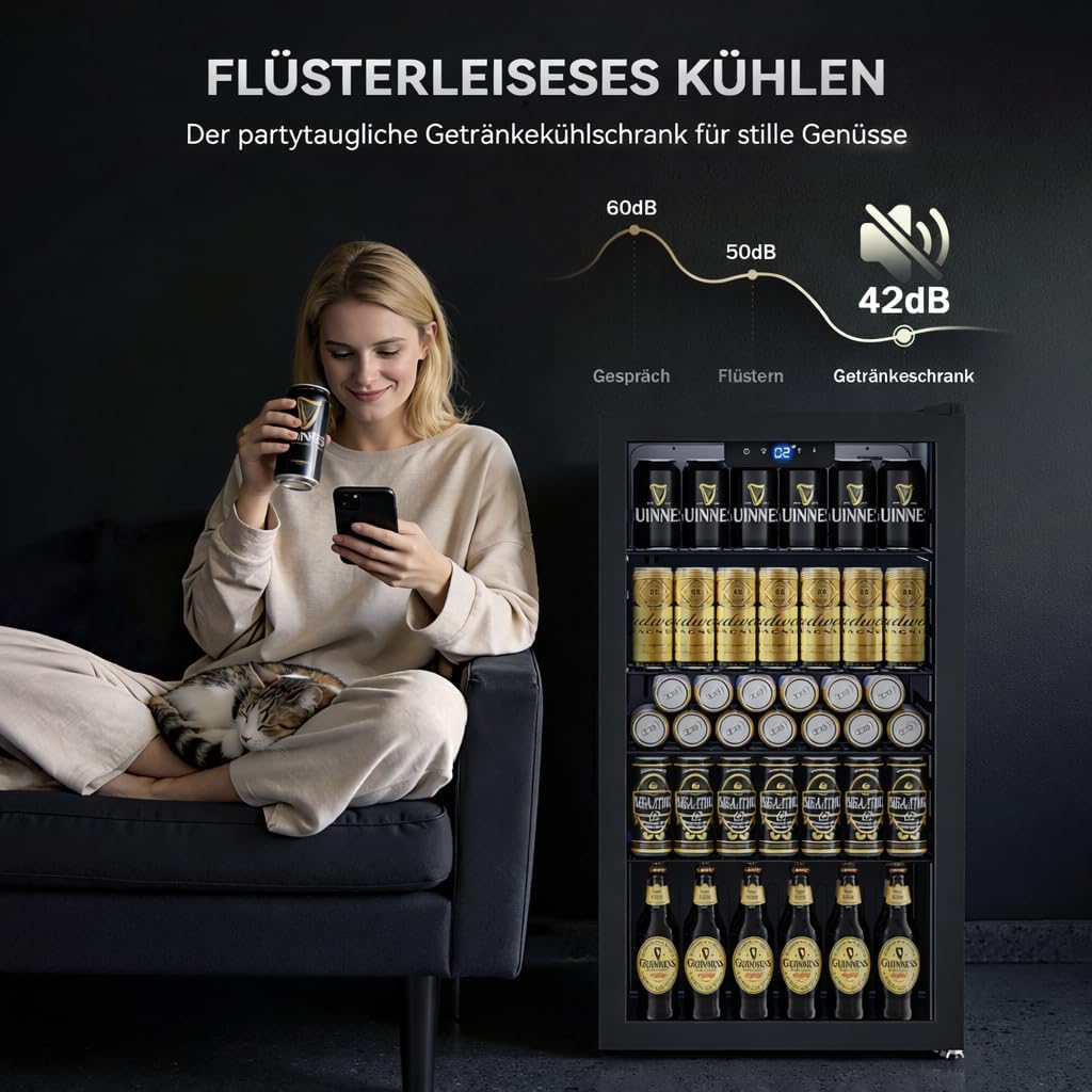 Getränkekühlschrank 86L YC-86 Kompakt freistehend 4 verstellbare Ablagen digitale Temperaturregelung frostfrei 48x45x80 cm