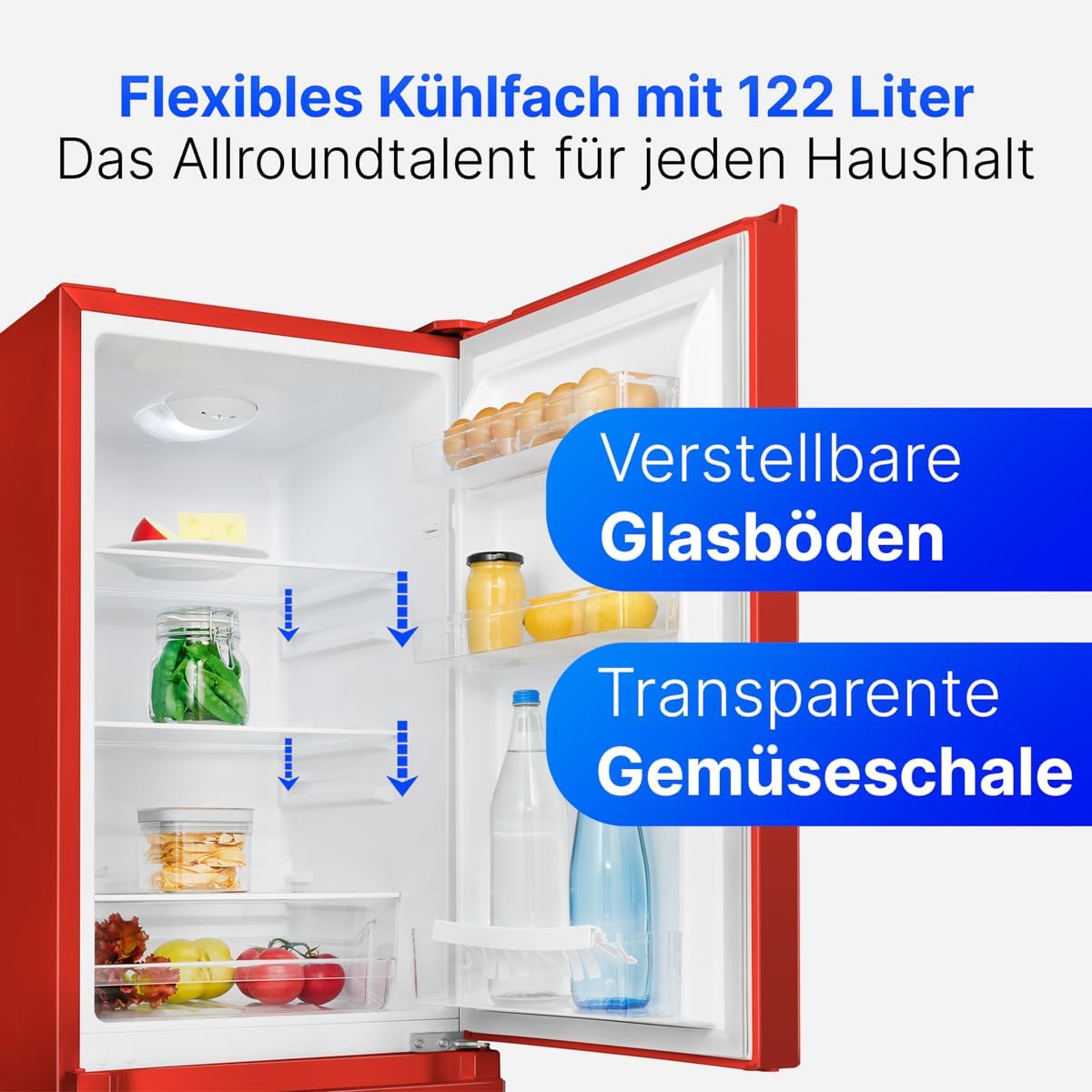 Kühl Gefrierkombination KG 320.2 175L Nutzinhalt 143 cm Höhe 39 dB Gefrierfach unten Türanschlag wechselbar Rot