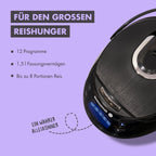 Digitaler Reiskocher und Dampfgarer Multikocher 1,5 L 12 Programme Warmhaltefunktion Timer Keramik Innentopf