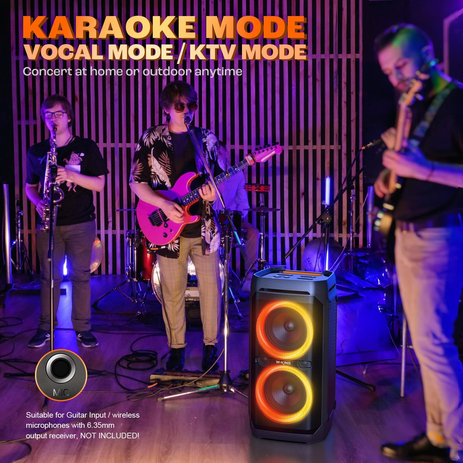 Bluetooth Lautsprecher 240W Max T11 IPX6 115dB Subwoofer RGB Licht Mikrofon Gitarren Eingang für Party