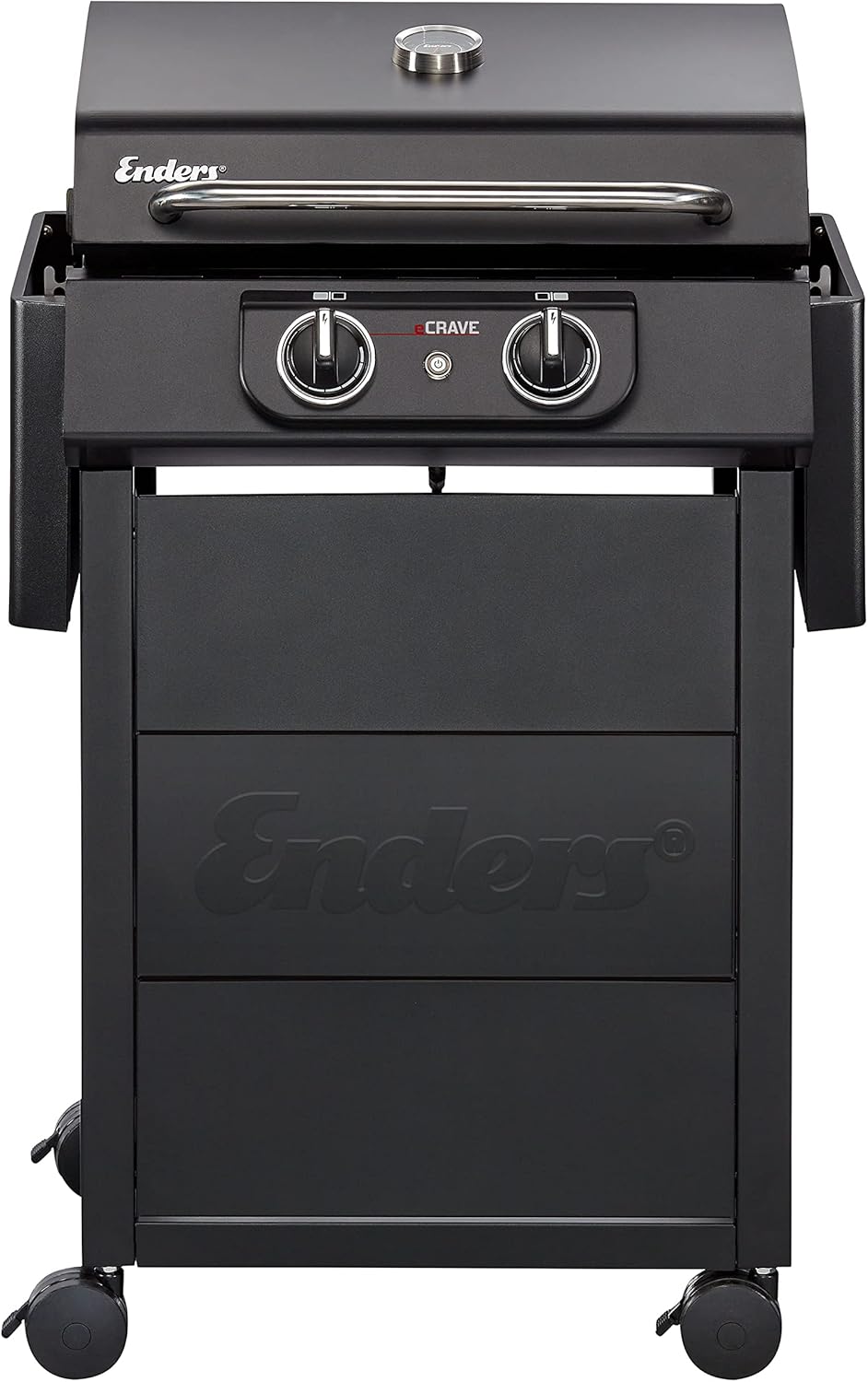 Elektrogrill eCRAVE 2 97116 2 Heizelemente 1300W 2-Zonen Grill Gussrost Grillwagen mit Stauraum Thermometer