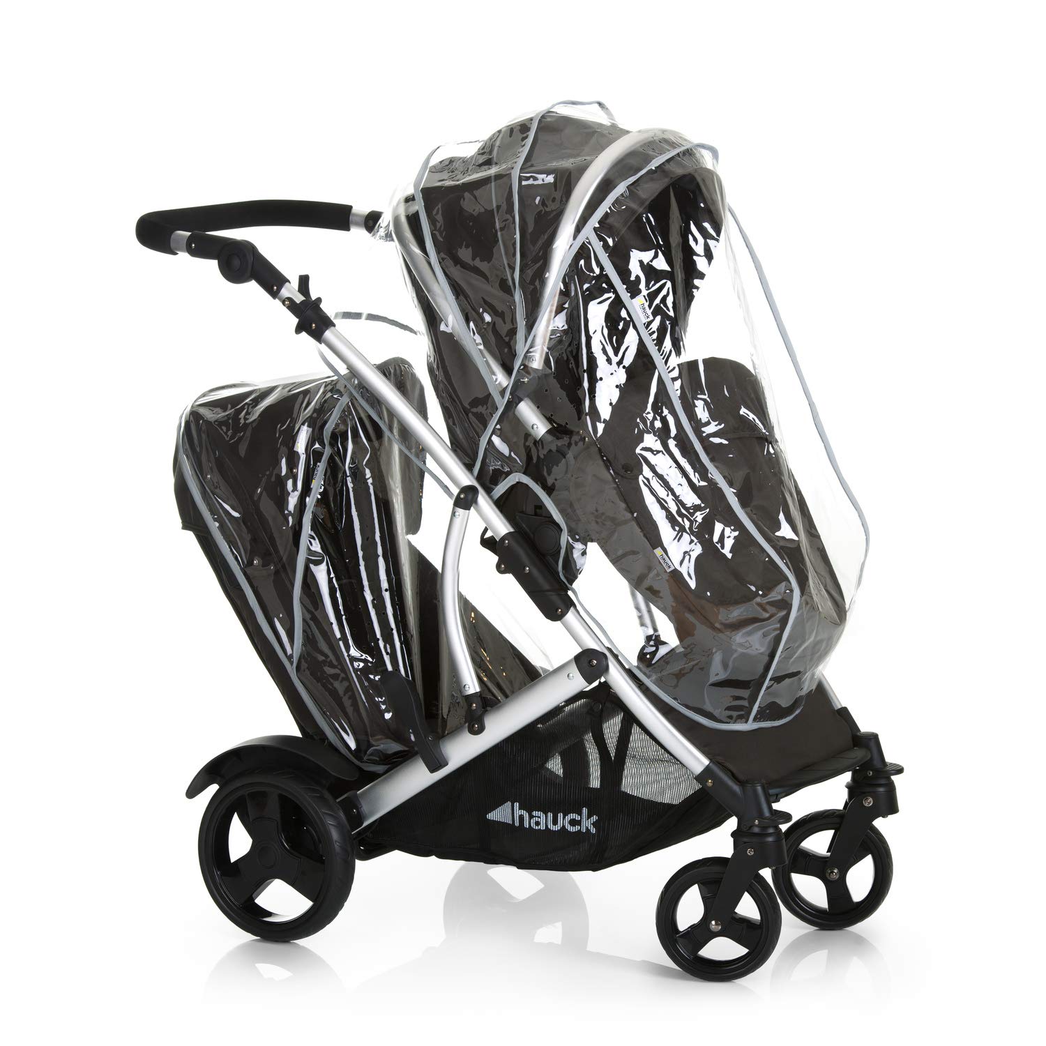 Geschwisterwagen Duett 2 Tandem Kinderwagen mit Babywanne und Sportsitz 2 Sitze bis 15 kg höhenverstellbar inkl Regenschutz
