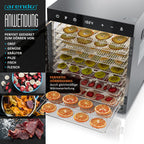Dörrautomat Edelstahl 10 Etagen 800 W 30–90°C mit Timer Umluftfunktion 8400 cm² Dörrfläche