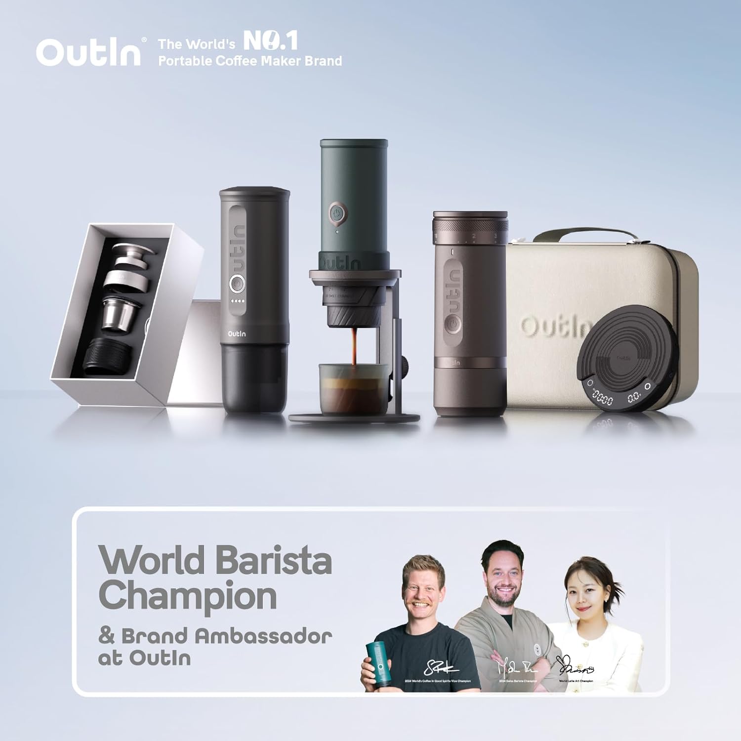 Espressomaschine tragbar Nano OTEM-01-SG-UK Akku USB-C Selbsterhitzung 20 Bar 2-in-1 Kapsel gemahlener Kaffee Space Grey