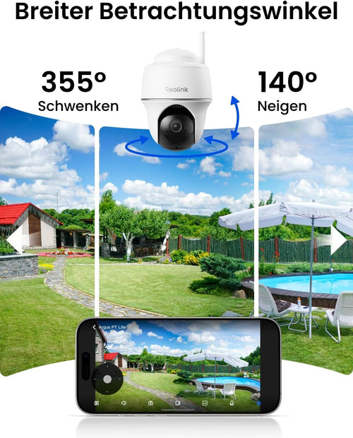 2K WLAN Überwachungskamera Set Home Hub Mini mit 2x Argus PT Lite 360° Schwenkbar Solarpanel KI-Erkennung Akkubetrieb