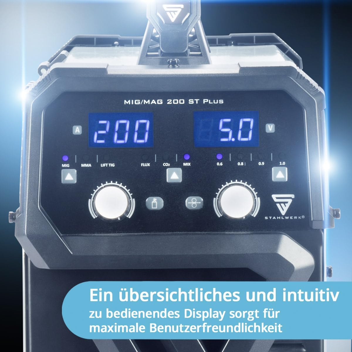 MIG MAG Schweißgerät 200A IGBT Inverter FLUX Lift TIG MMA synergischer Drahtvorschub 230V Metall