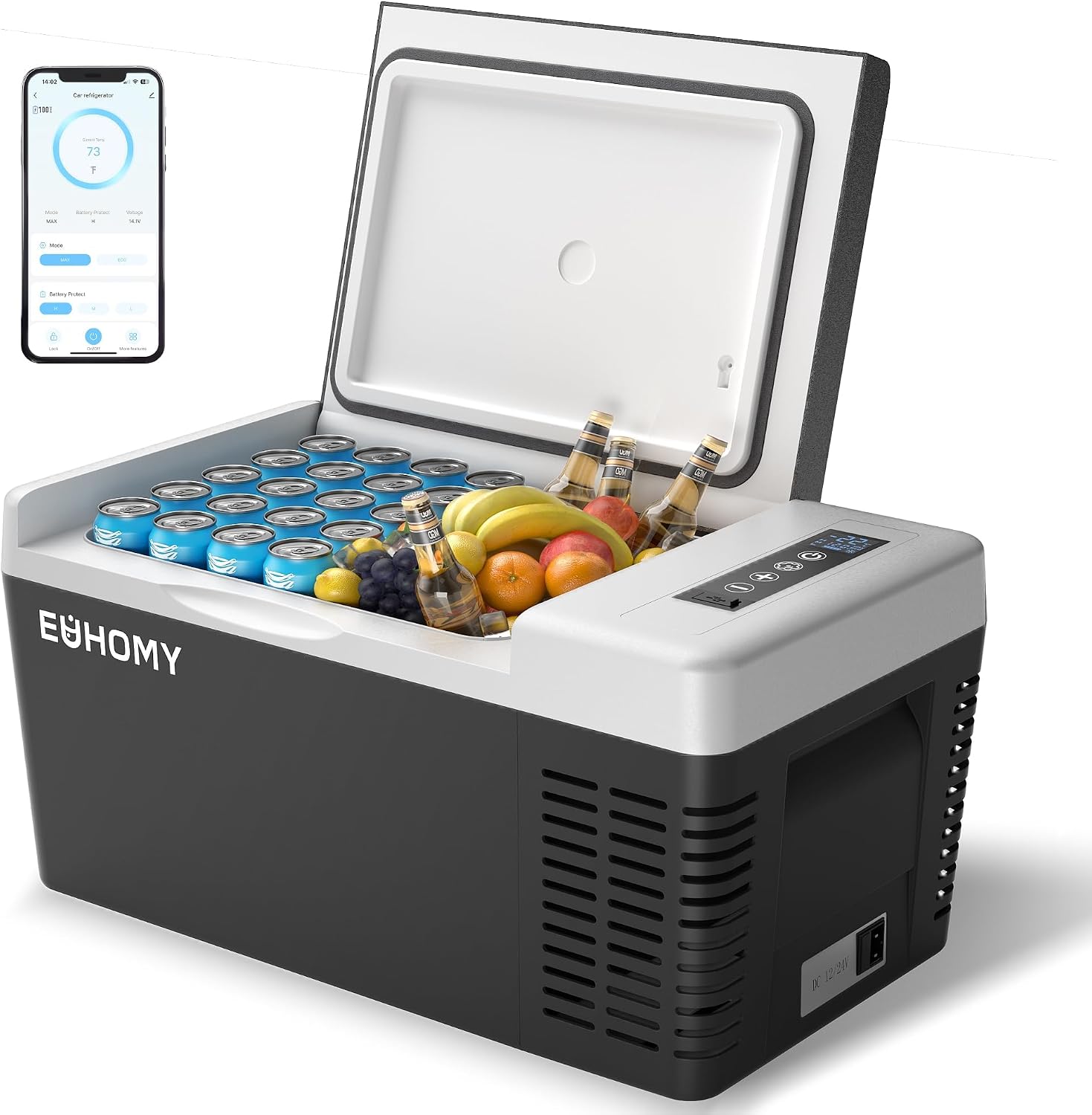 Kompressor Kühlbox 18L mit App Steuerung Auto Kühlschrank tragbar 12V 24V DC 100-240V AC Camping Reisen Outdoor
