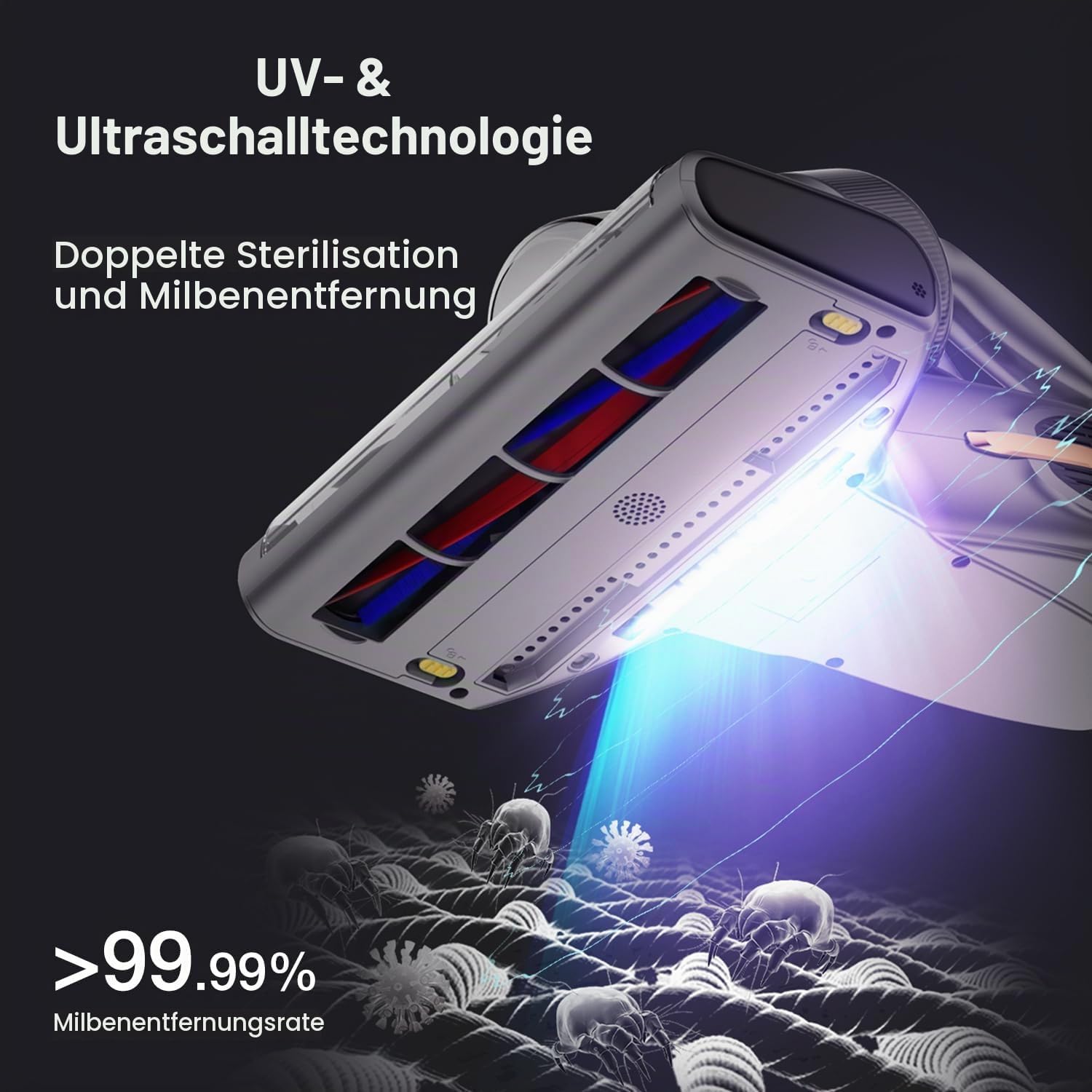 Milbensauger Matratzenreiniger 700W BX7 Pro UV-C Ultraschall HEPA Filter 16kPa Staubsensor für Sofa Bett Polster