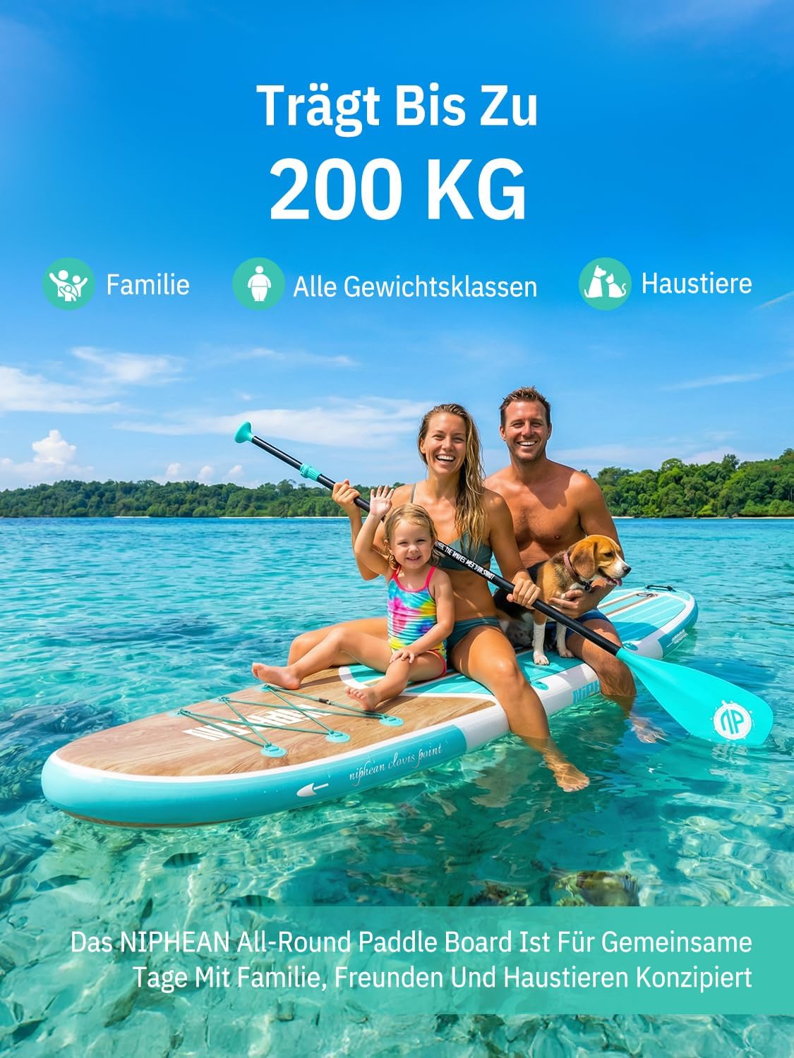 Aufblasbares Stand Up Paddle Board SUPNPFR320 320 cm 200 kg mit Kajaksitz Paddel Pumpe und Rucksack