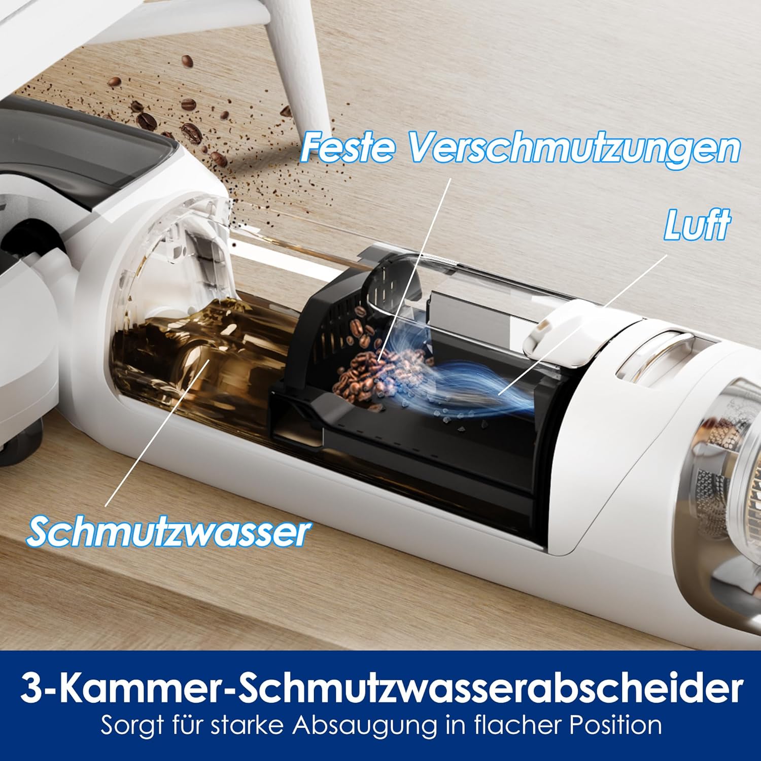 Nass Trockensauger Floor One Stretch S6 180° Flachdesign 13 cm Höhe Selbstreinigung 85°C 40 Minuten Laufzeit Hartböden