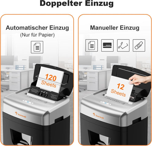 Aktenvernichter Autofeed Mikroschnitt P-4 C233-B 120 Blatt 23 Liter 62 dB Büro Schredder mit automatischem Einzug