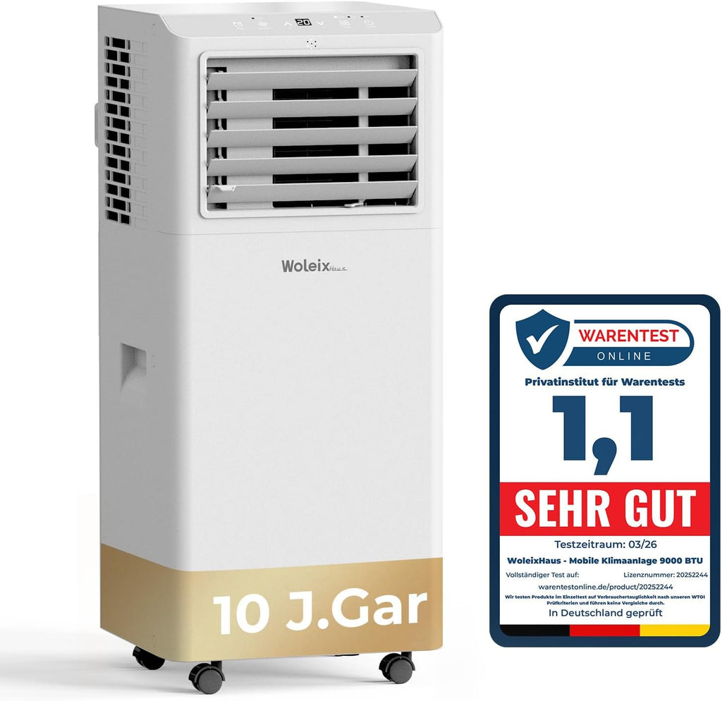 Mobile Klimaanlage mit Abluftschlauch 55 dB 5-in-1 Kühl und Entfeuchtungsfunktion inklusive Fensterabdichtung