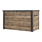 Auflagenbox 870 Liter Gartenbox Kunststoff wasserdicht mit Belüftung und Gasdruckfedern 147x83x86 cm Holzoptik
