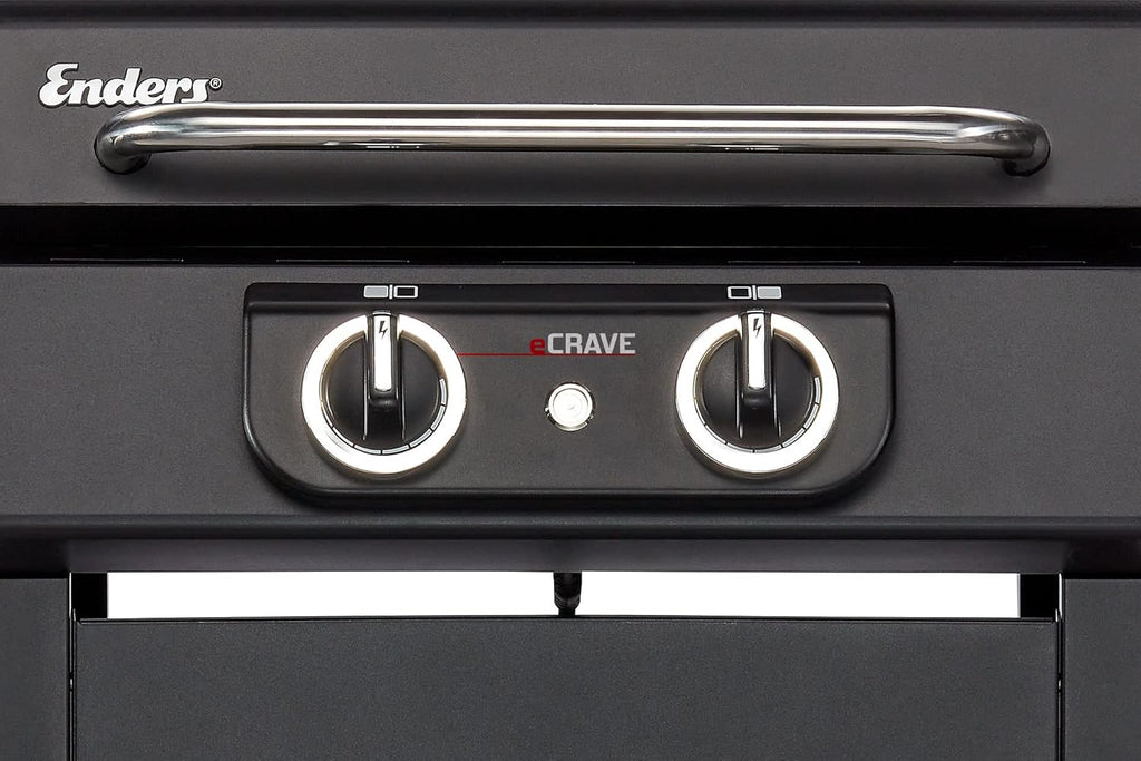 Elektrogrill eCRAVE 2 97116 2 Heizelemente 1300W 2-Zonen Grill Gussrost Grillwagen mit Stauraum Thermometer