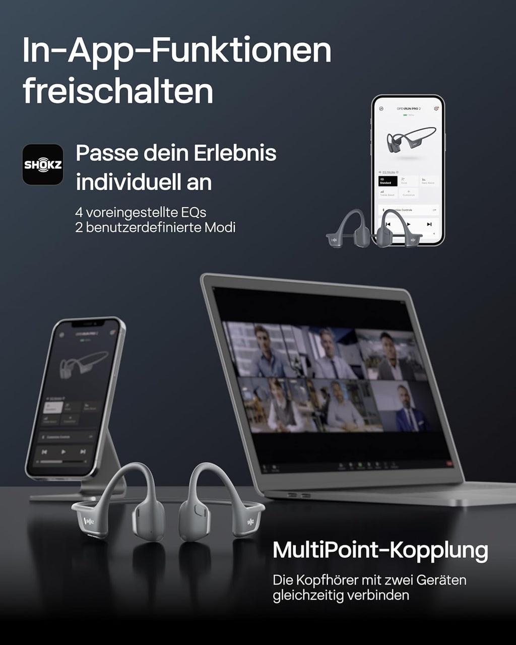 Open-Ear Knochenschall Sportkopfhörer OpenRun Pro 2 S820 Bluetooth 5.3 IP55 12 Stunden Lauf- und Trainingskopfhörer