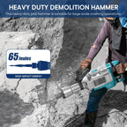Abbruchhammer SDS-Hex 1700 W 65 J Z1G-DS-107HC Beton Stemmhammer mit Meißel Set und Transportkoffer